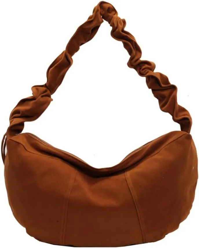 Suede Cloud Dumpling Bag Slouchy Suede Hobo Crescent Shoulder Bag Lightweight Suede Satchel Handbag Messenger Bag
