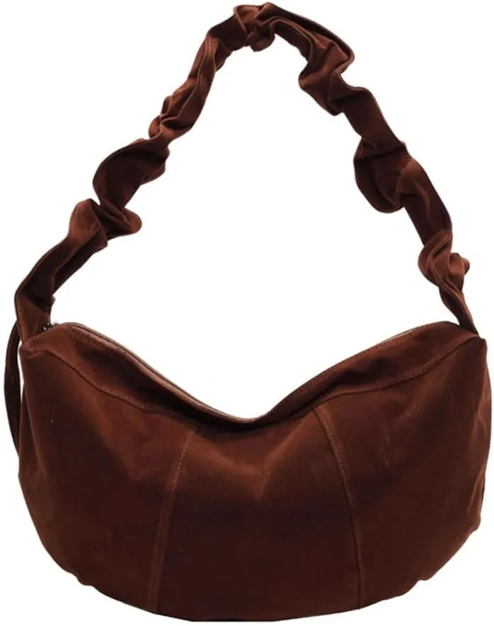 Suede Cloud Dumpling Bag Slouchy Suede Hobo Crescent Shoulder Bag Lightweight Suede Satchel Handbag Messenger Bag