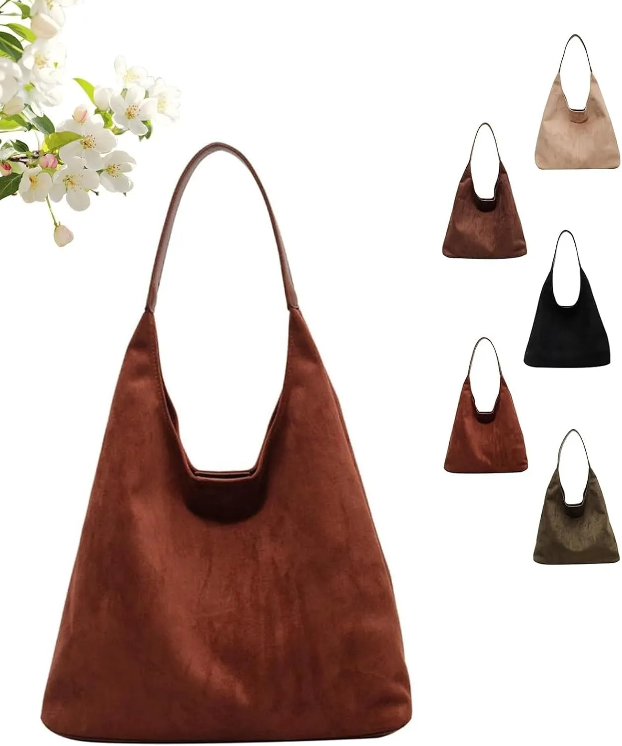 Suede Purse Slouchy Tote Bag Suede Bag Tote Bags For Women Suede Slouchy Bag Hobo Handbag Brown Purses For Women