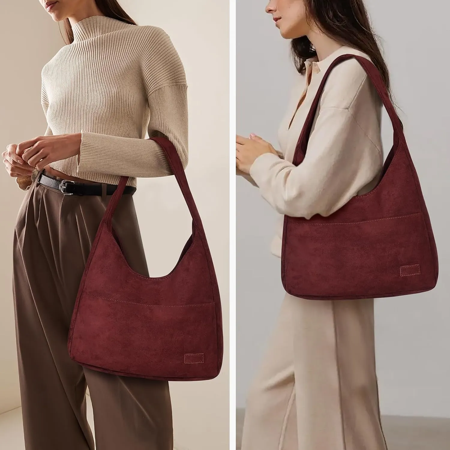 Suede Tote Bag for Women Brown Suede Bag 2024 Fall Suede Purse Slouchy Hobo Bag Work Tote Bag