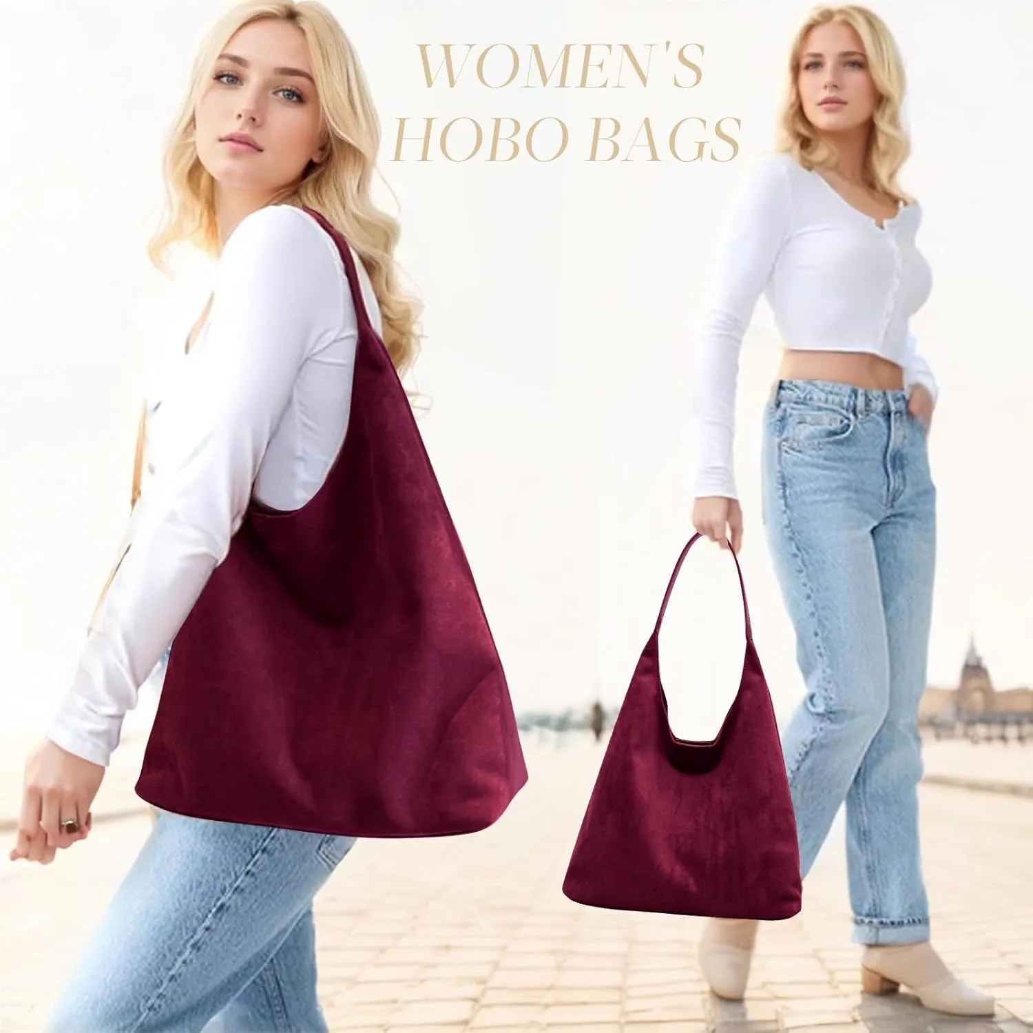 Suede Tote Bag for Women Hobo Bags Large Capacity Top Handle Bag Shoulder Bag,Premium Faux Suede Material