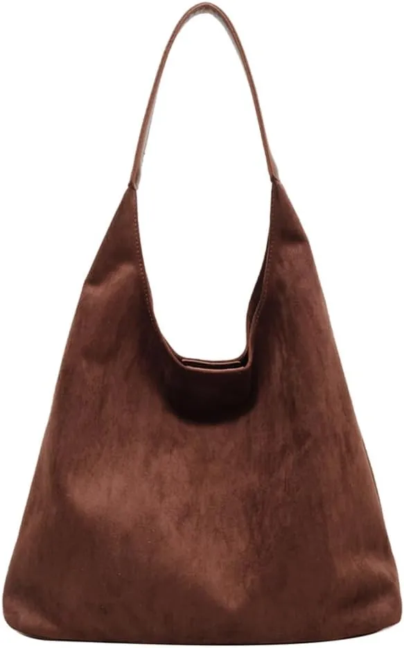 Suede Tote Bag for Women Work, Suede Hobo Bags, Vintage Top Handle Bag, Leather Tote Bag, Suede Slouchy Bag (Beige)