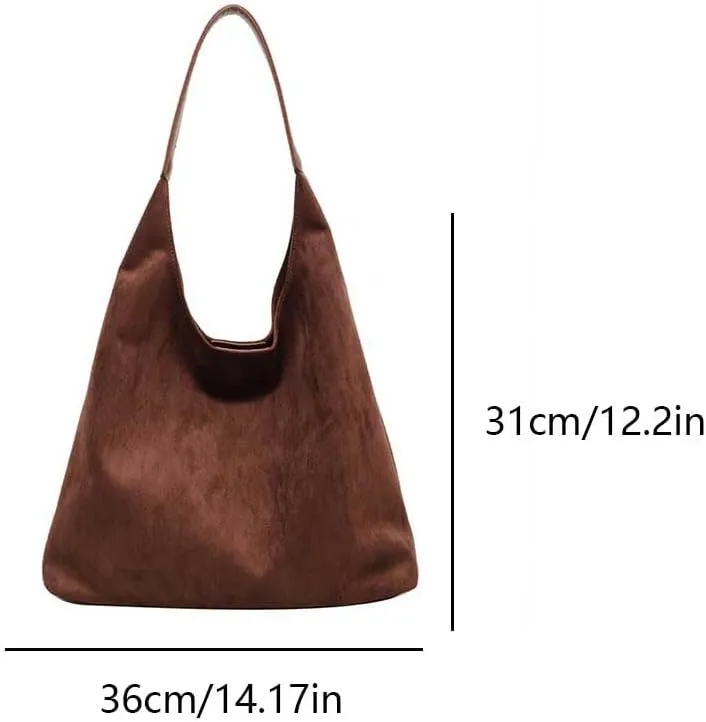 Suede Tote Bag for Women Work, Suede Hobo Bags, Vintage Top Handle Bag, Leather Tote Bag, Suede Slouchy Bag (Beige)