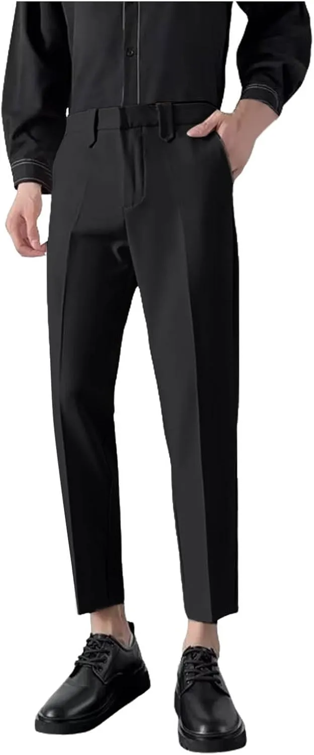 Suit Pants for Men's,Solid Business Slim Fit Formal Dress Pants Comfy Lightweight Skinny Work Suit Trousers