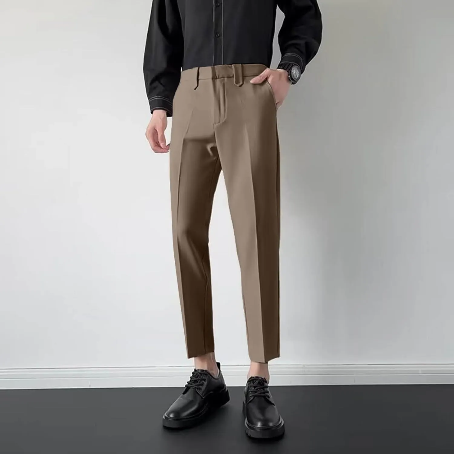Suit Pants for Men's,Solid Business Slim Fit Formal Dress Pants Comfy Lightweight Skinny Work Suit Trousers