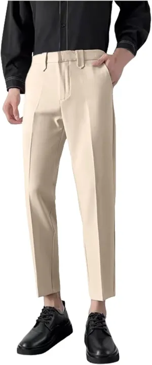Suit Pants for Men's,Solid Business Slim Fit Formal Dress Pants Comfy Lightweight Skinny Work Suit Trousers