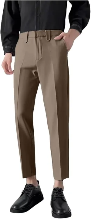 Suit Pants for Men's,Solid Business Slim Fit Formal Dress Pants Comfy Lightweight Skinny Work Suit Trousers