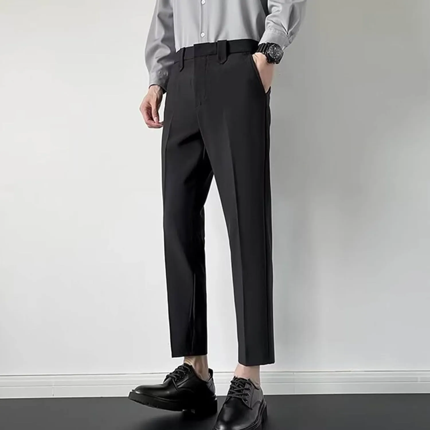 Suit Pants for Men's,Solid Business Slim Fit Formal Dress Pants Comfy Lightweight Skinny Work Suit Trousers