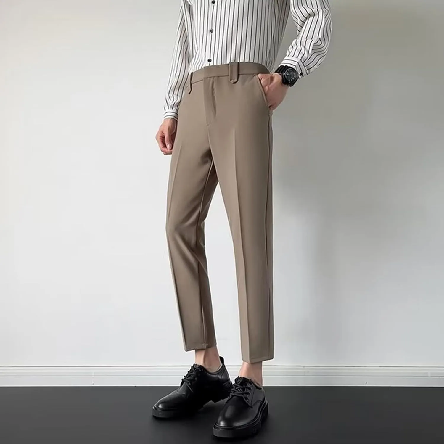 Suit Pants for Men's,Solid Business Slim Fit Formal Dress Pants Comfy Lightweight Skinny Work Suit Trousers