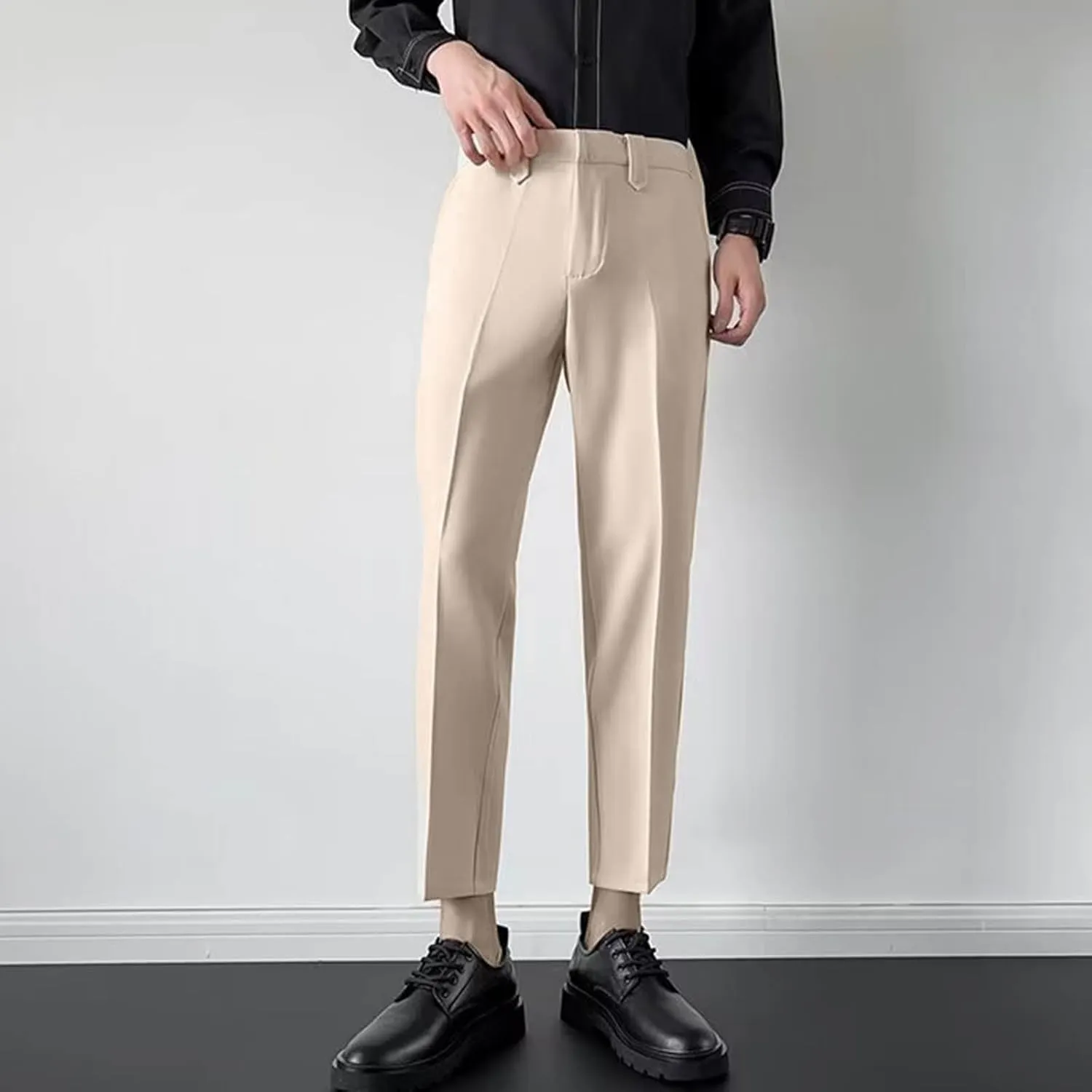 Suit Pants for Men's,Solid Business Slim Fit Formal Dress Pants Comfy Lightweight Skinny Work Suit Trousers