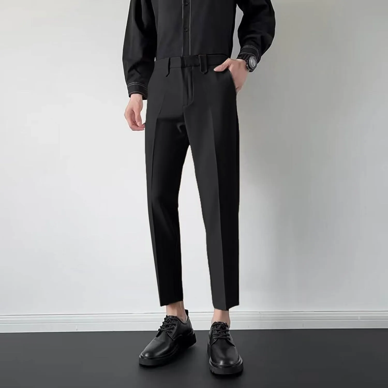 Suit Pants for Men's,Solid Business Slim Fit Formal Dress Pants Comfy Lightweight Skinny Work Suit Trousers
