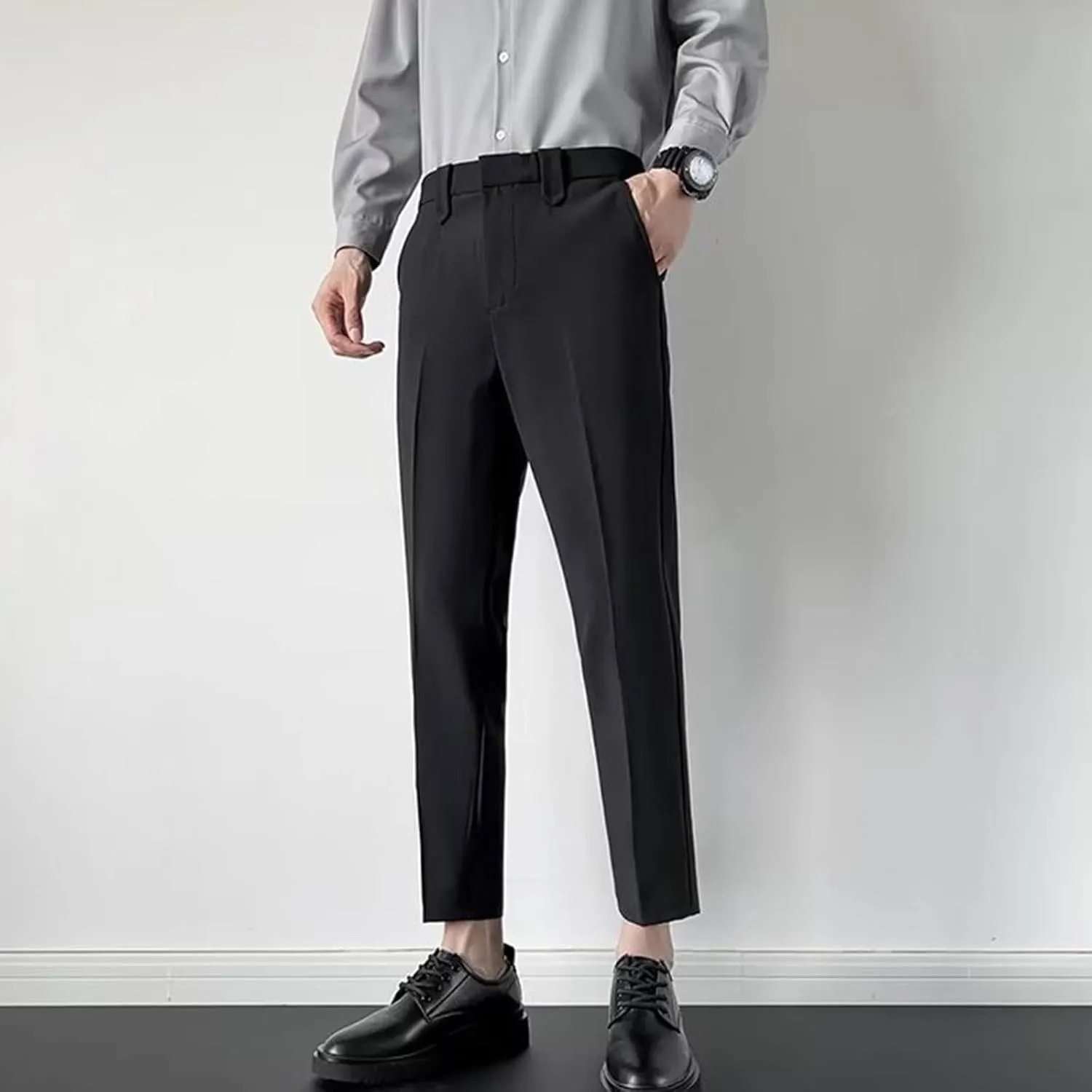 Suit Pants for Men's,Solid Business Slim Fit Formal Dress Pants Comfy Lightweight Skinny Work Suit Trousers