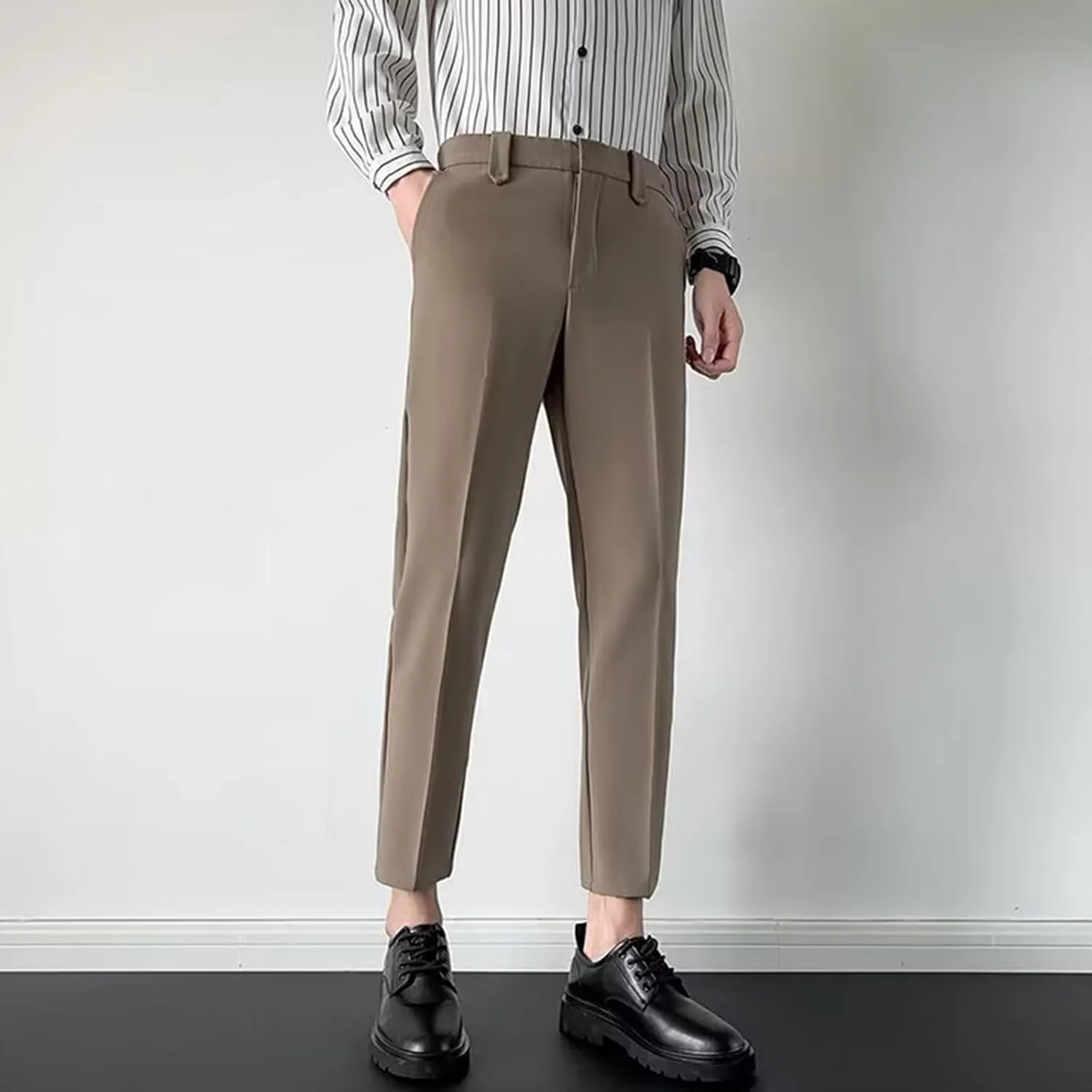 Suit Pants for Men's,Solid Business Slim Fit Formal Dress Pants Comfy Lightweight Skinny Work Suit Trousers