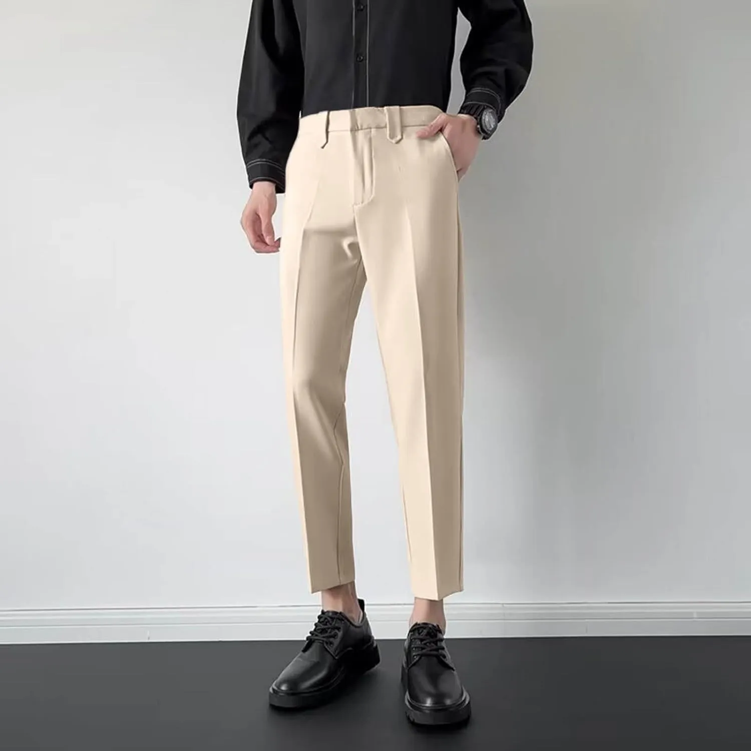 Suit Pants for Men's,Solid Business Slim Fit Formal Dress Pants Comfy Lightweight Skinny Work Suit Trousers