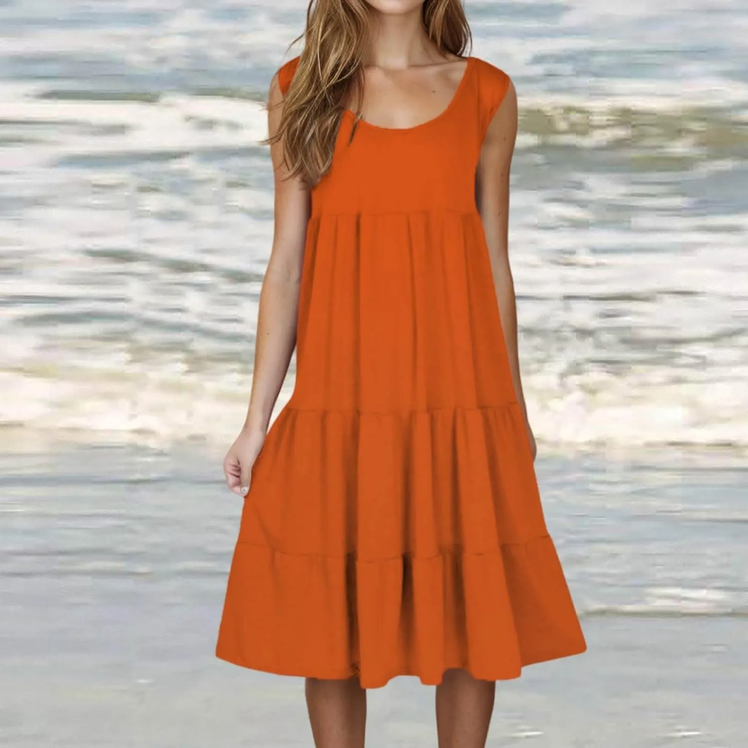 Summer Dresses for Women 2025 Casual Sleeveless Dress Plus Size Beach Sun Dresses Flowy Midi Dresses