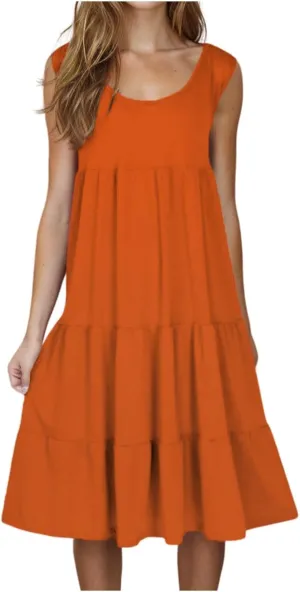 Summer Dresses for Women 2025 Casual Sleeveless Dress Plus Size Beach Sun Dresses Flowy Midi Dresses