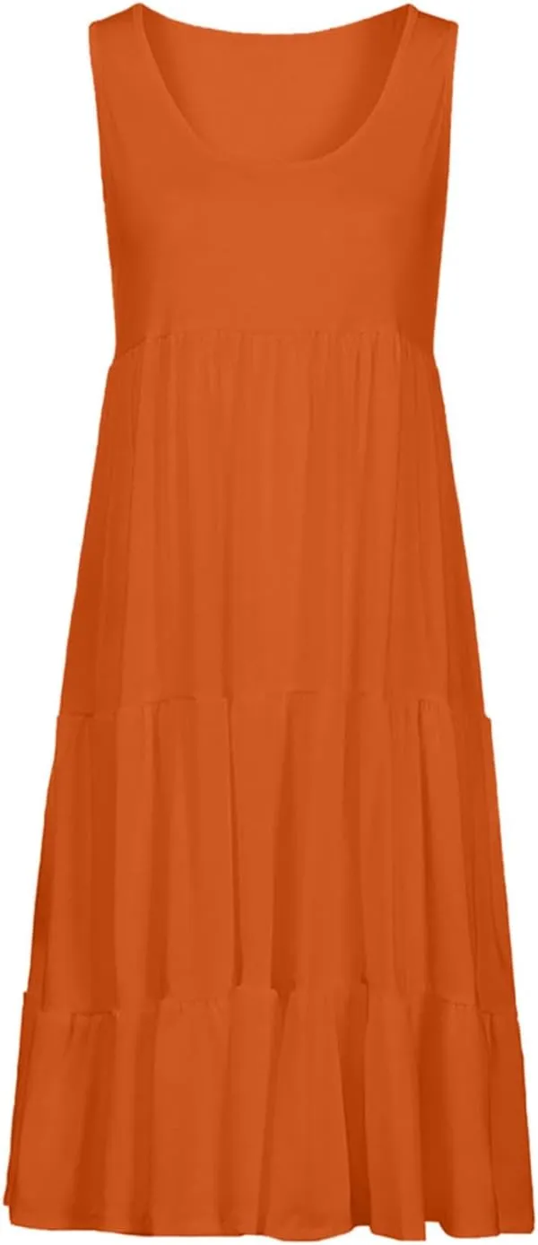 Summer Dresses for Women 2025 Casual Sleeveless Dress Plus Size Beach Sun Dresses Flowy Midi Dresses