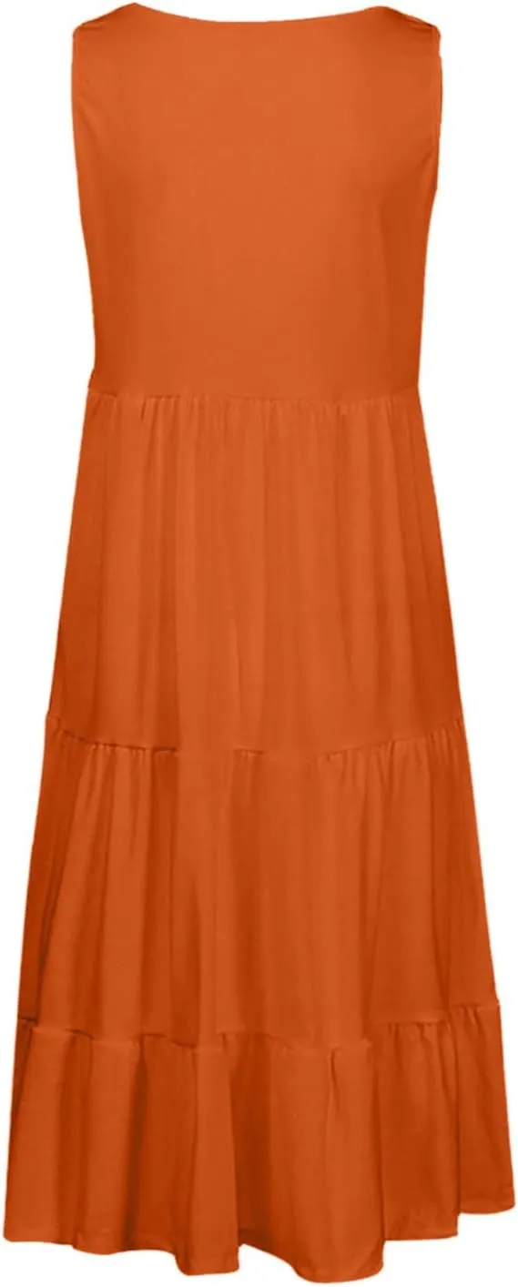 Summer Dresses for Women 2025 Casual Sleeveless Dress Plus Size Beach Sun Dresses Flowy Midi Dresses