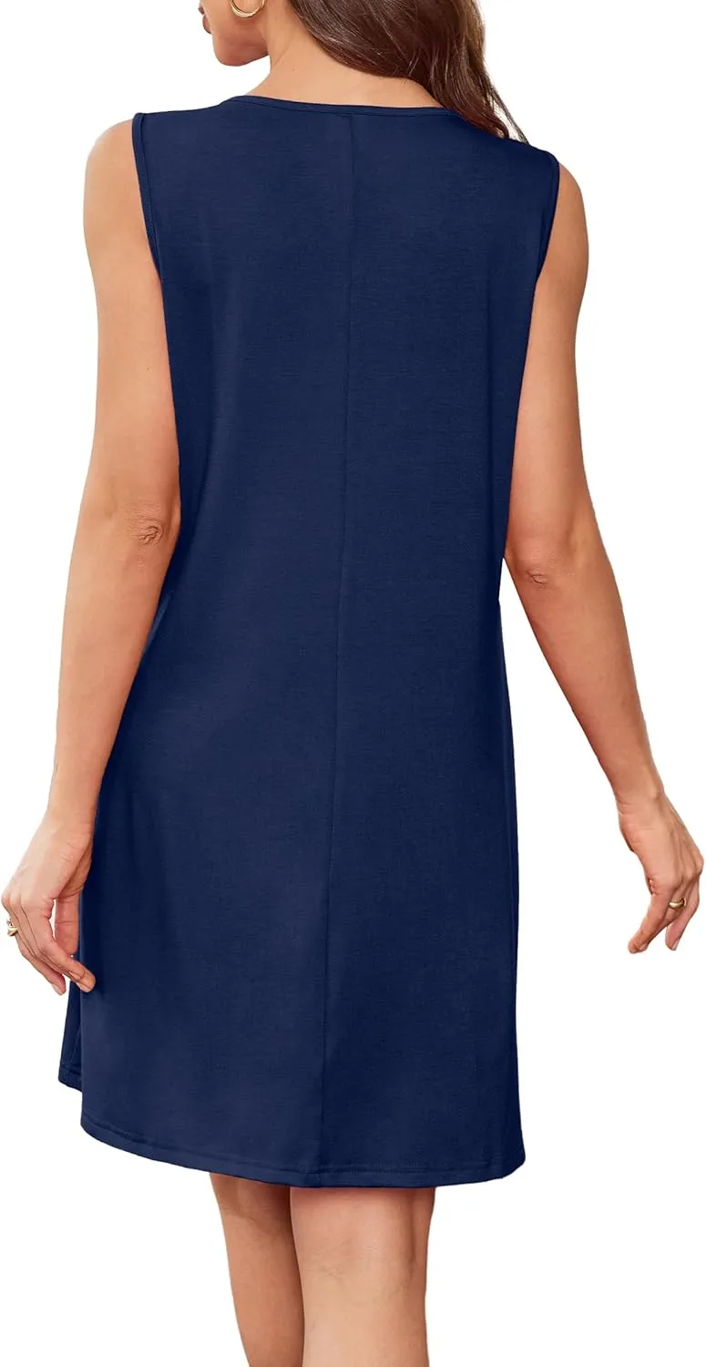 Summer Dresses for Women Sleeveless Lace Crewneck Sundress (S-3XL)