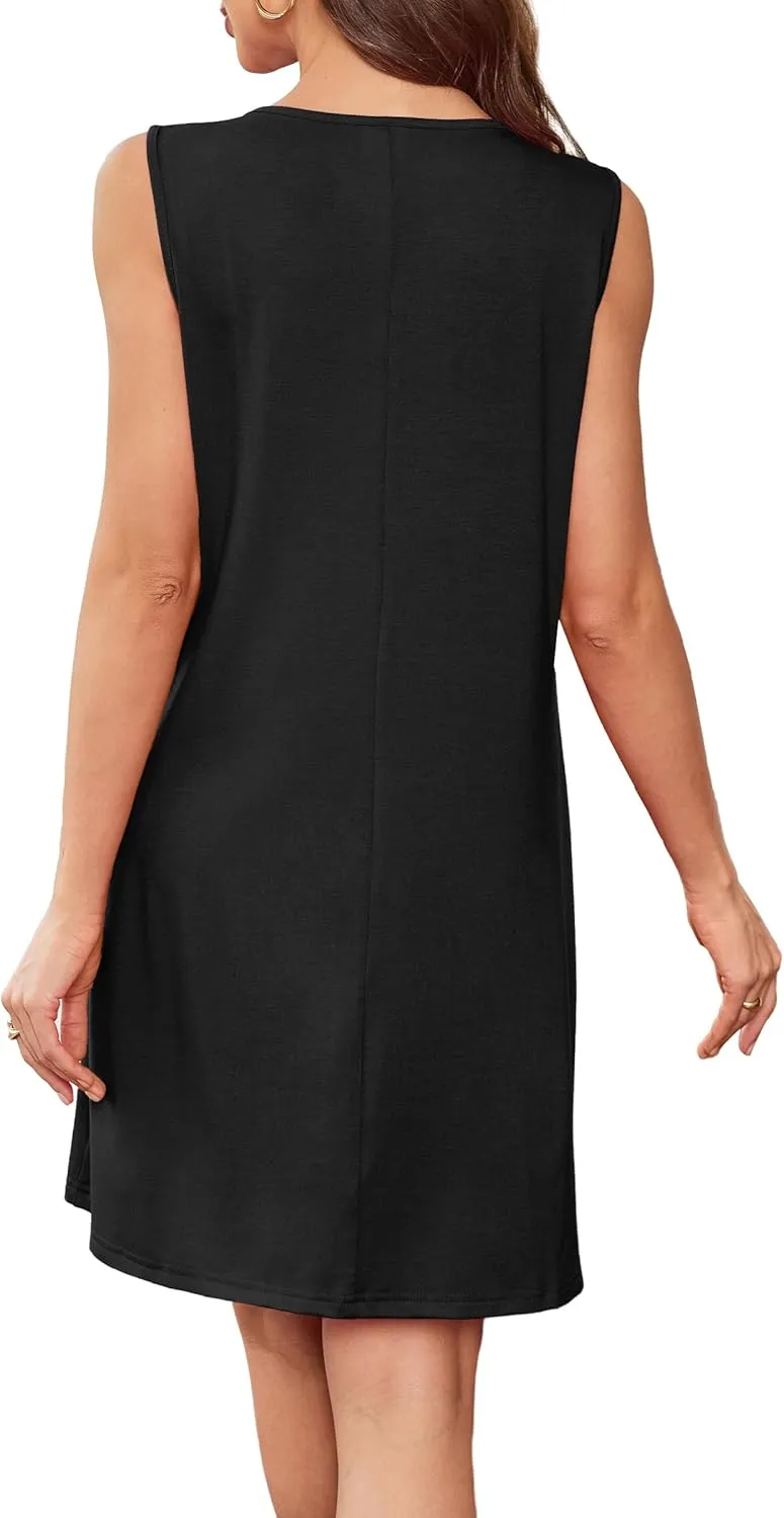 Summer Dresses for Women Sleeveless Lace Crewneck Sundress (S-3XL)