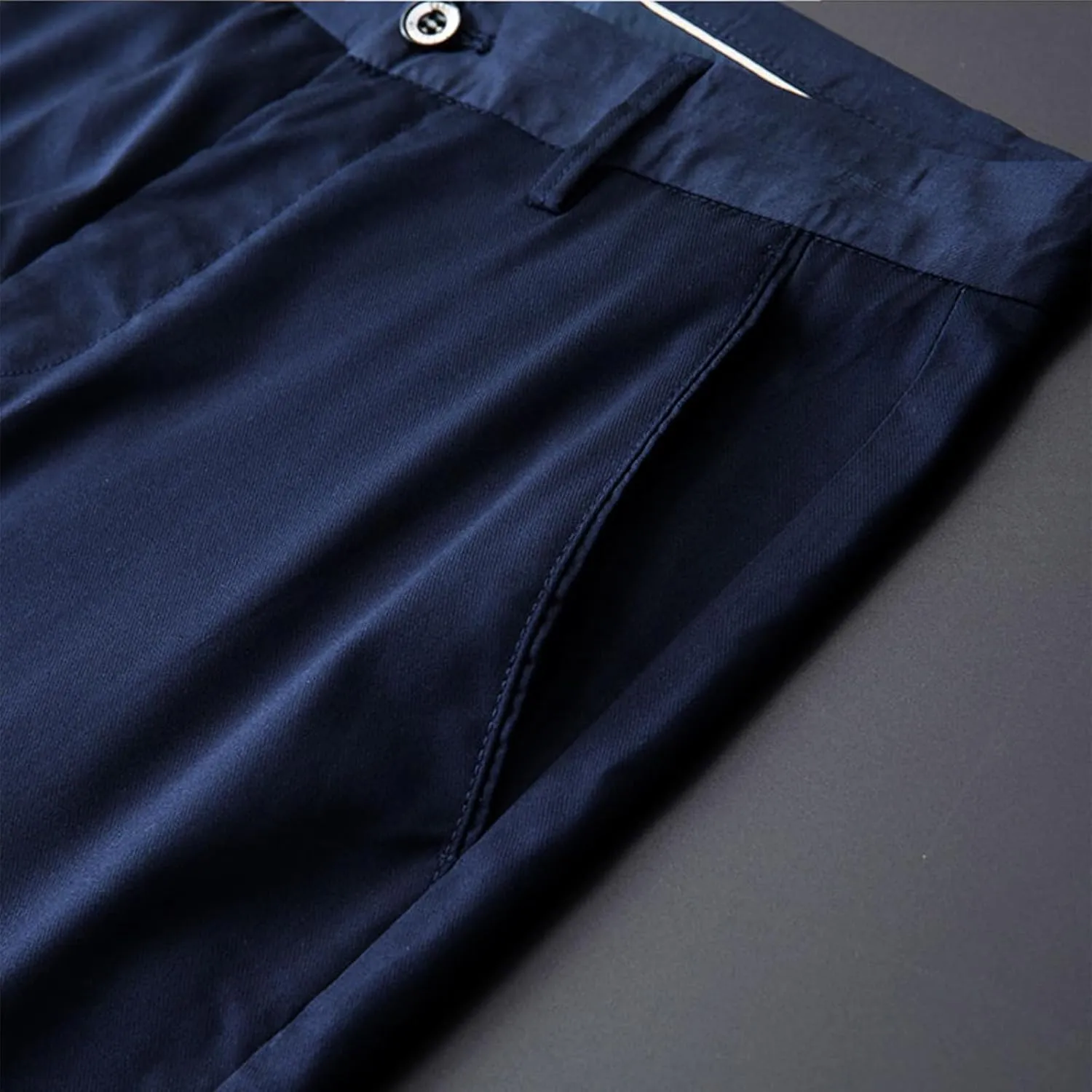 Summer Men's Ice Silk Pants with Pockets Zipper Straight Leg Casual Business Breathable Comfort Loose Fit Trousers