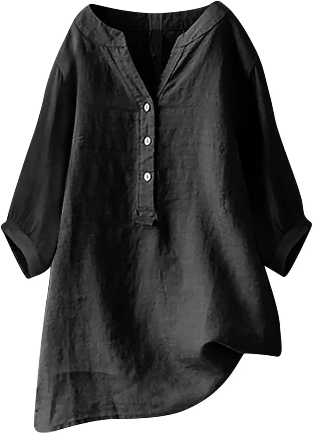 Summer Tops for Women 2025 Trendy V Neck Gauze Plus Size Button Down Shirts Womens 3/4 Sleeve Tops and Blouses