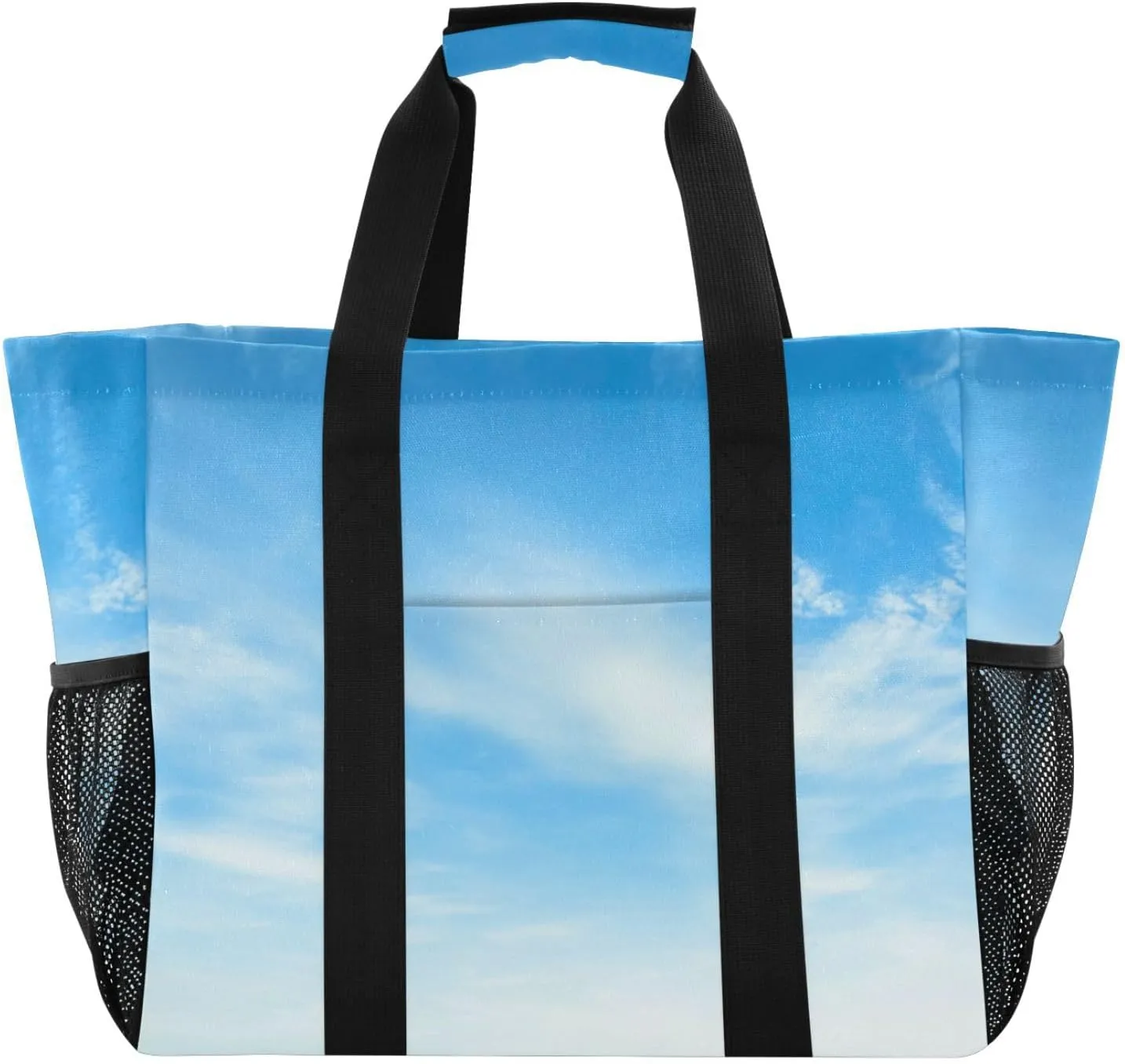 susiyo Blue Sky and Cloud Reusable Grocery Tote Bag Collapsible Canvas Beach Bag Large Travel Bags for Hiking Trip Pool