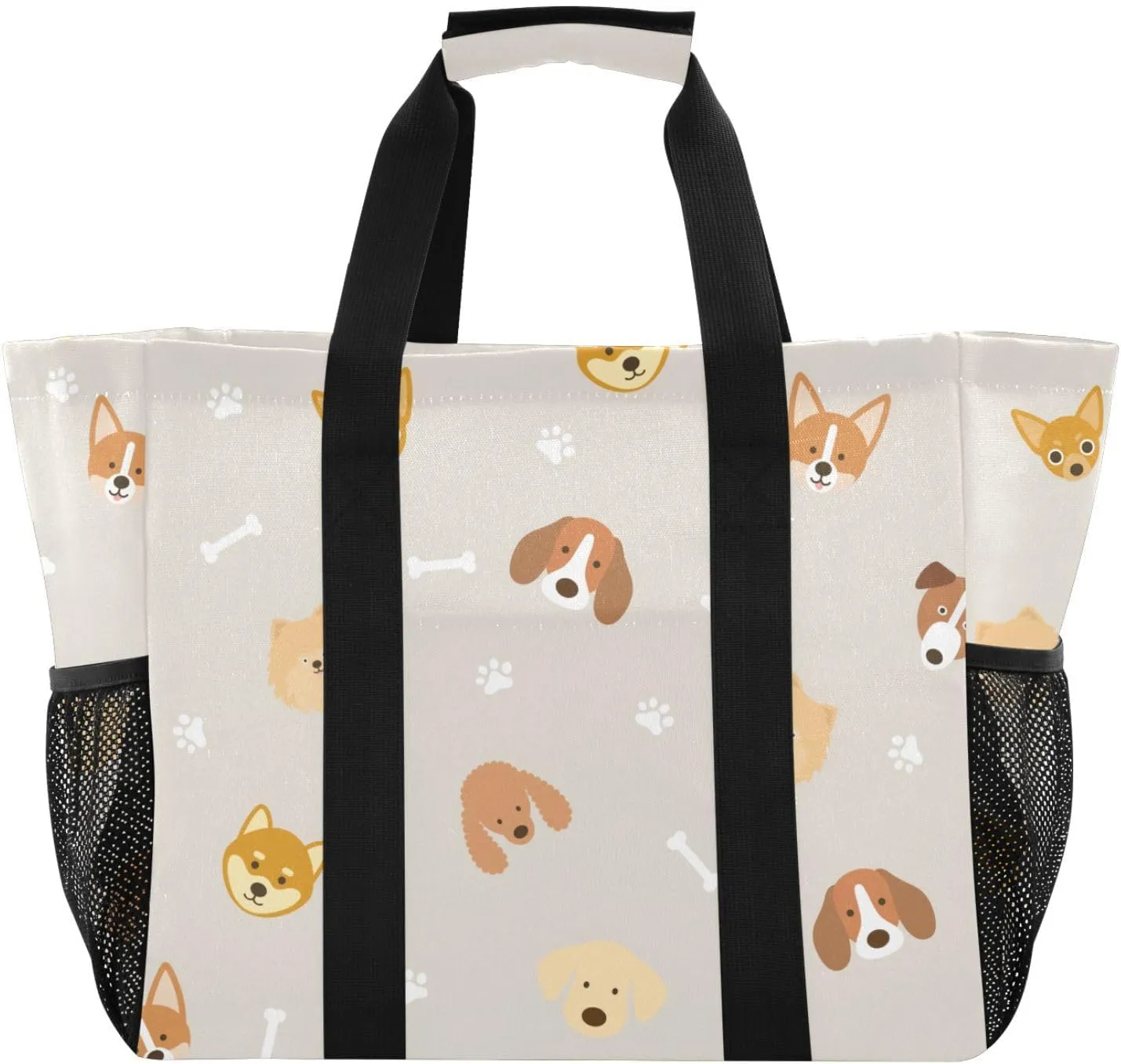 susiyo Dog Breeds Head Seamless Reusable Grocery Tote Bag Collapsible Canvas Beach Bag Large Travel Bags for Hiking Trip Pool