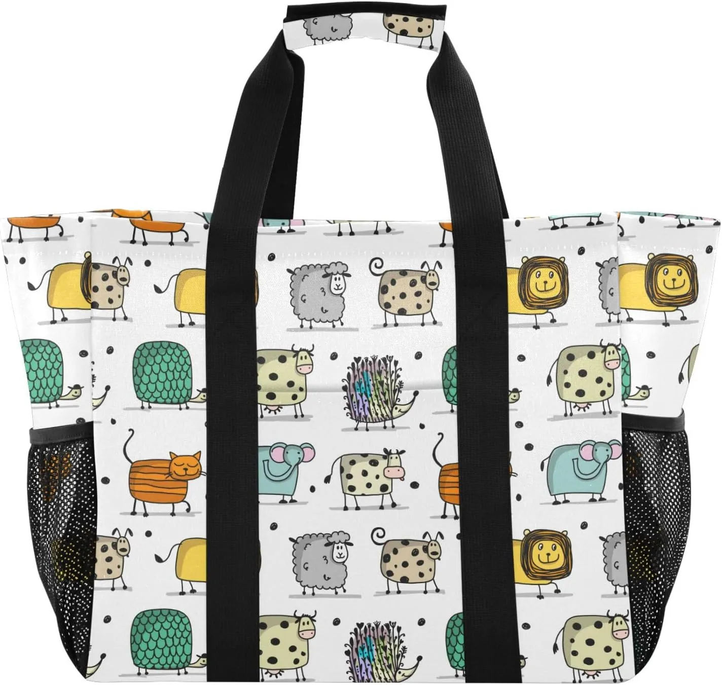 susiyo Funny Animals Reusable Grocery Tote Bag Collapsible Canvas Beach Bag Large Travel Bags for Hiking Trip Pool