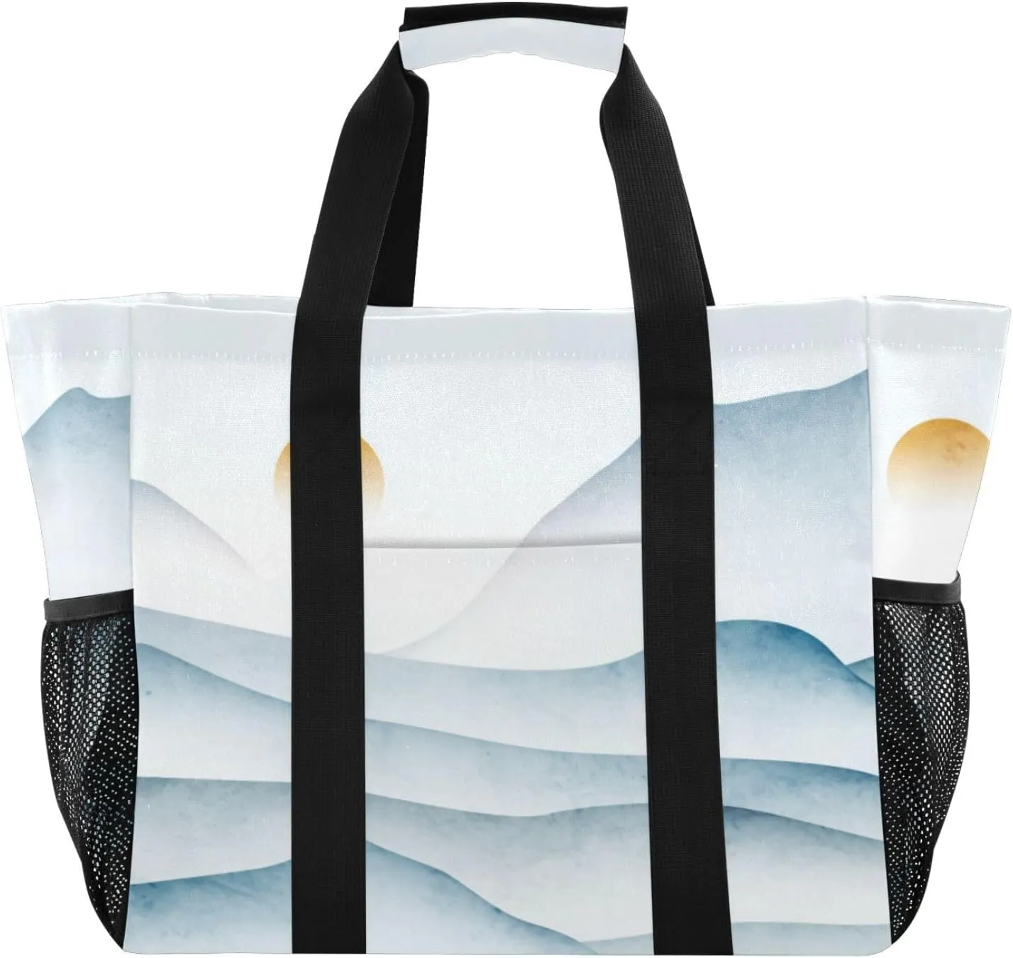 susiyo Mountains and Sun Reusable Grocery Tote Bag Collapsible Canvas Beach Bag Large Travel Bags for Hiking Trip Pool
