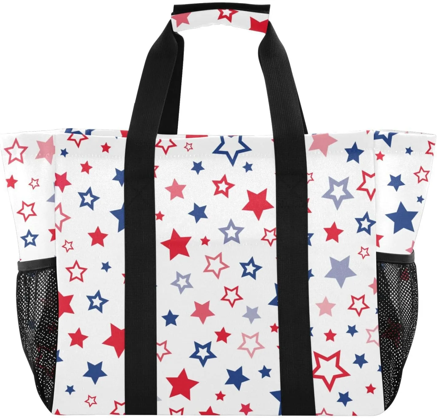 susiyo Stars for Independence Day Reusable Grocery Tote Bag Collapsible Canvas Beach Bag Large Travel Bags for Hiking Trip Pool