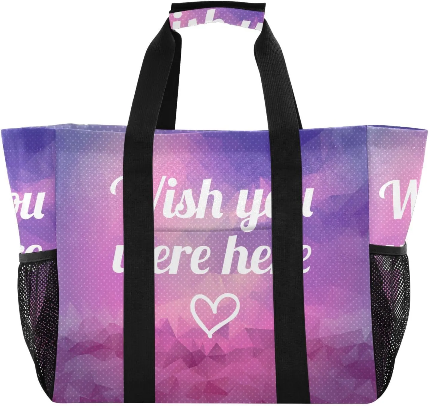 susiyo Wish You Were Here Reusable Grocery Tote Bag Collapsible Canvas Beach Bag Large Travel Bags for Hiking Trip Pool