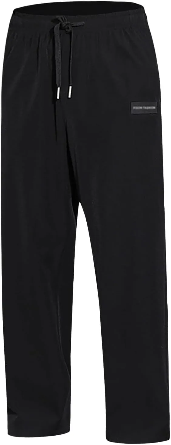 Sweatpants for Men Baggy Elastic Waist Drawstring Joggers Casual Relaxed Fit Lightweight Straight Chino Pants with Pockets
