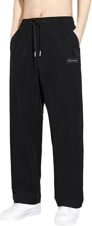 Sweatpants for Men Baggy Elastic Waist Drawstring Joggers Casual Relaxed Fit Lightweight Straight Chino Pants with Pockets