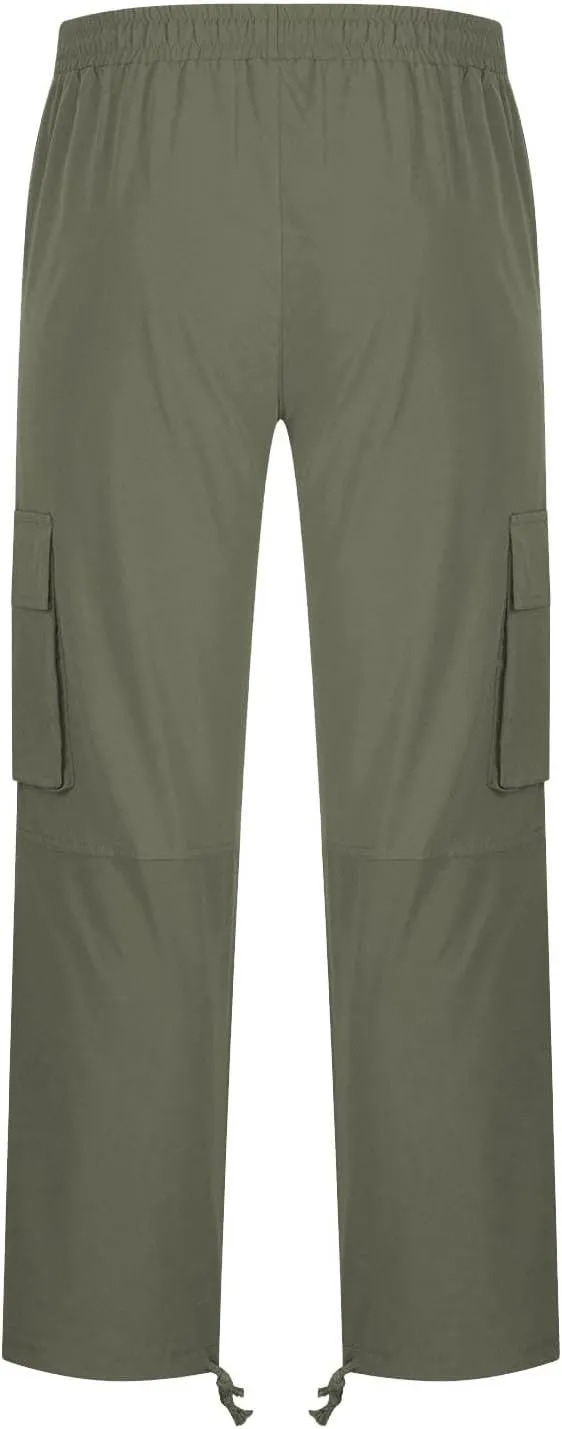Sweatpants for Men Baggy Open Bottom Drawstring Cargo Joggers Casual Plus Size Loose Lighteight Hiking Pants with Pockets