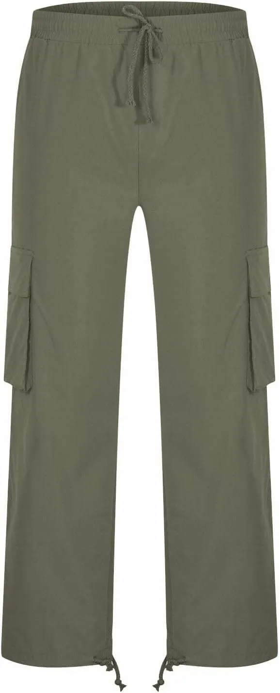 Sweatpants for Men Baggy Open Bottom Drawstring Cargo Joggers Casual Plus Size Loose Lighteight Hiking Pants with Pockets