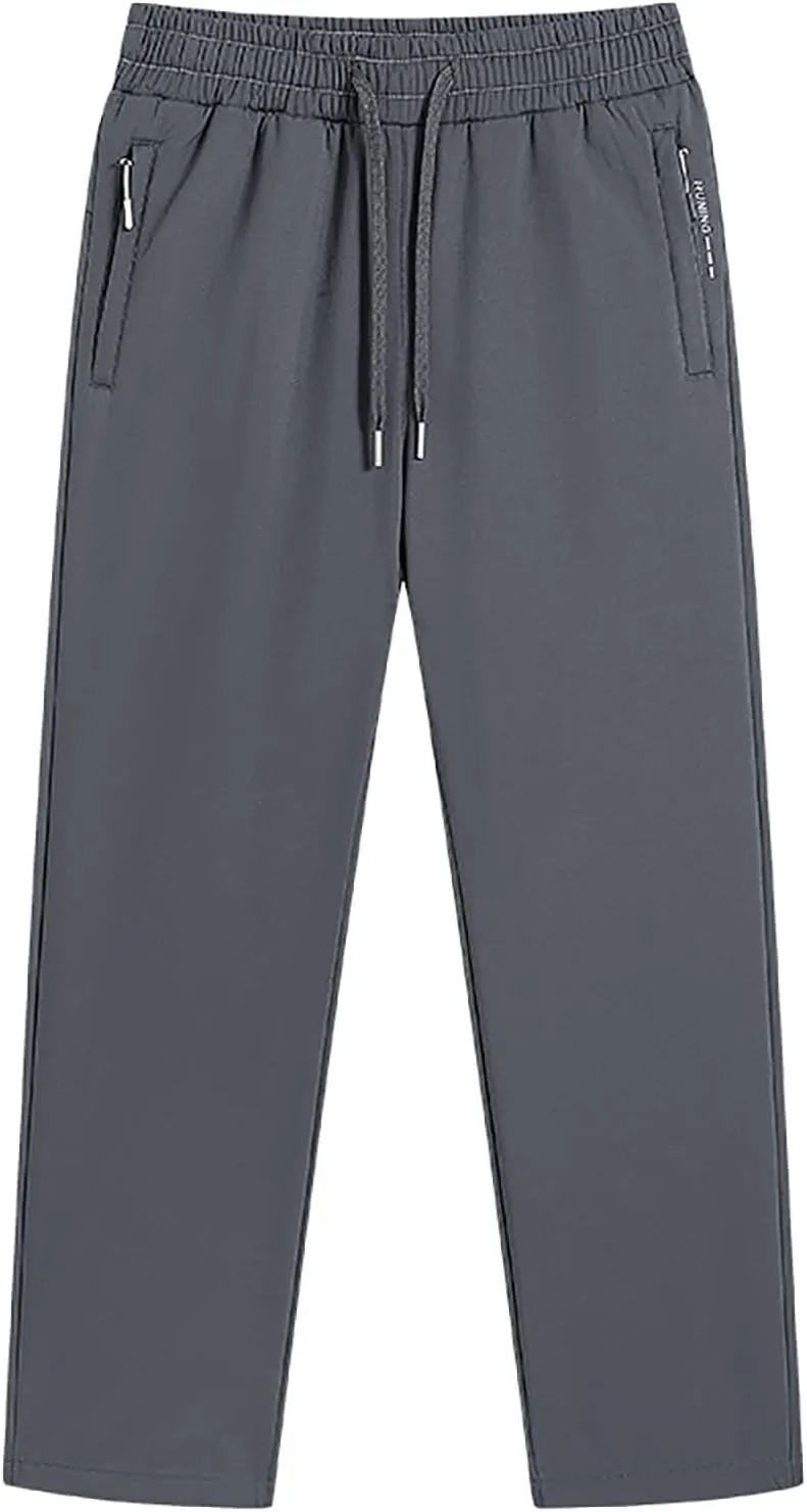 Sweatpants for Men Relaxed Fit Elastic Waist Fleece Athletic Joggers Lightweight Drawstring Baggy Comfy Trousers with Pockets