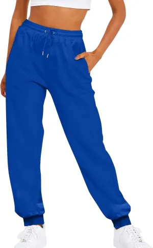 Sweatpants for Tall Women Drawstring High Waist Lounge Jogger Pants Solid Color Baggy Lightweight Comfy Trousers with Pocket