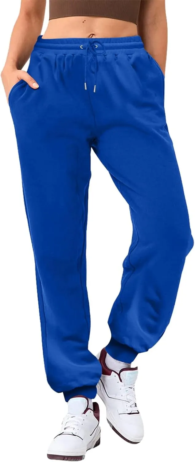 Sweatpants for Tall Women Drawstring High Waist Lounge Jogger Pants Solid Color Baggy Lightweight Comfy Trousers with Pocket