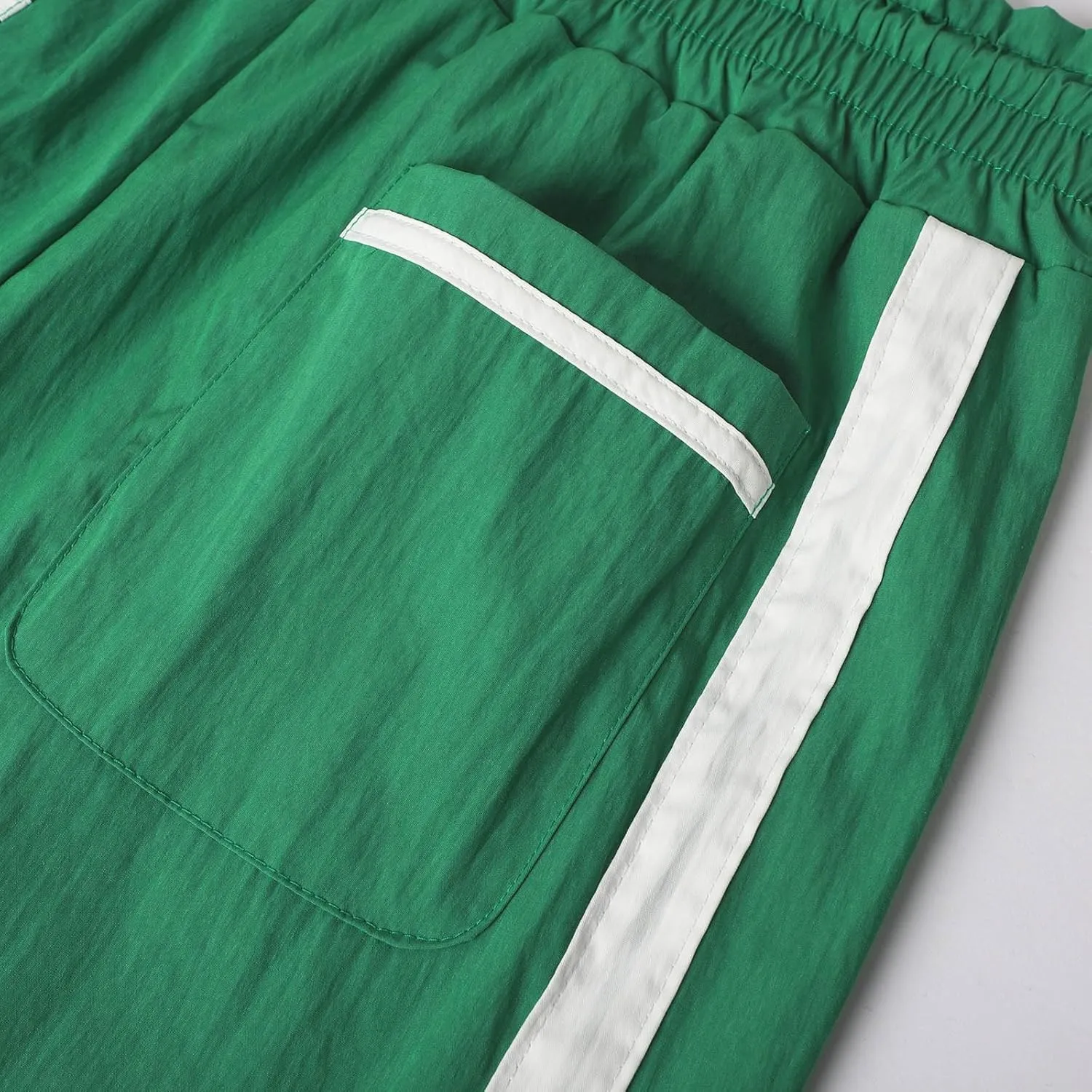 Sweatpants Women Stripe Plus Size Drawstring High Waist Casual Palazzo Pants Straight Wide Leg Trousers with Pocket