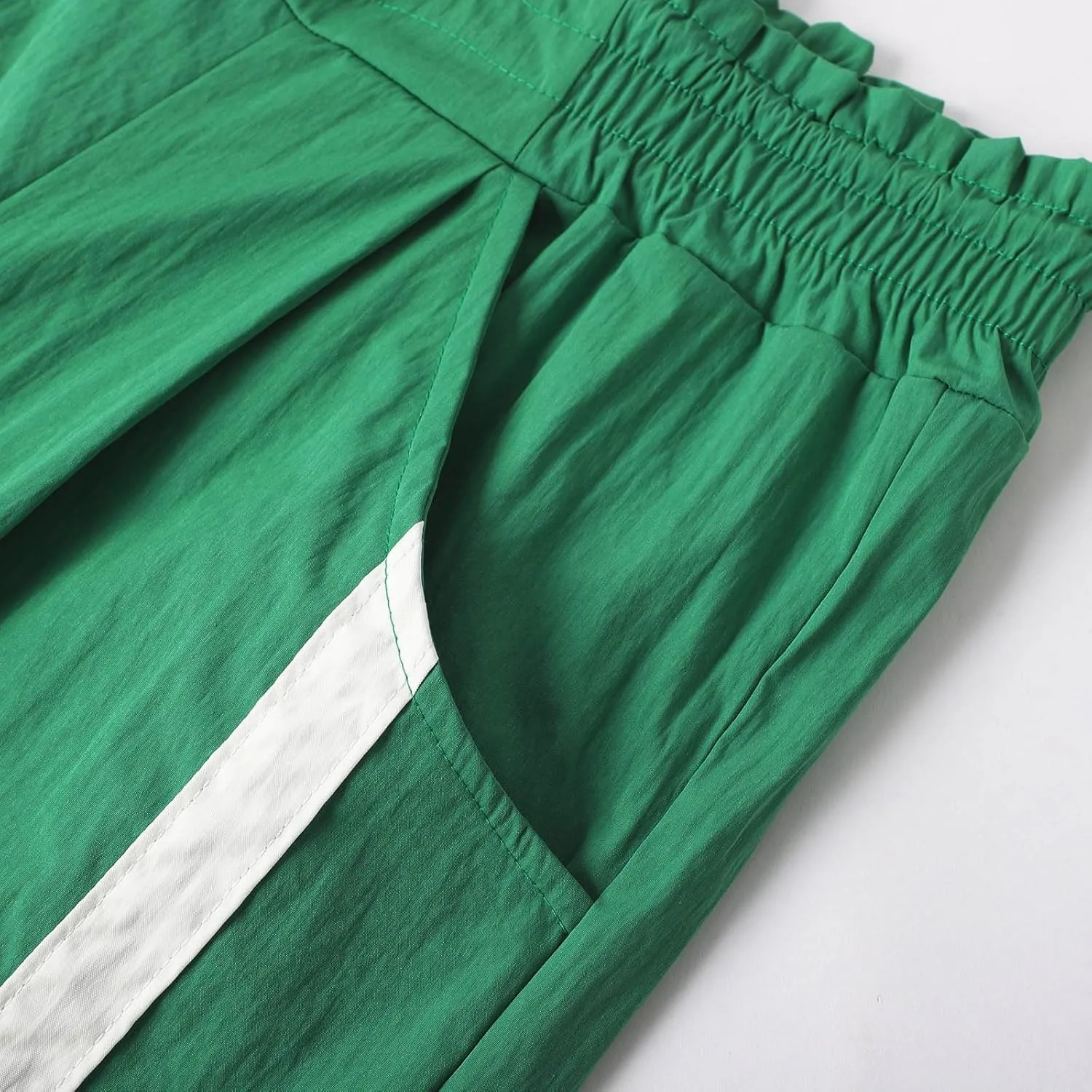 Sweatpants Women Stripe Plus Size Drawstring High Waist Casual Palazzo Pants Straight Wide Leg Trousers with Pocket