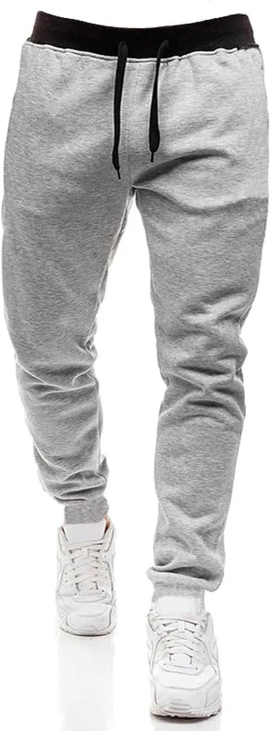 Tactical Pants for Men Elastic Waist Slim Fit Drawstring Sweatpants Casual Plus Size Workout Athletic Joggers with Pockets