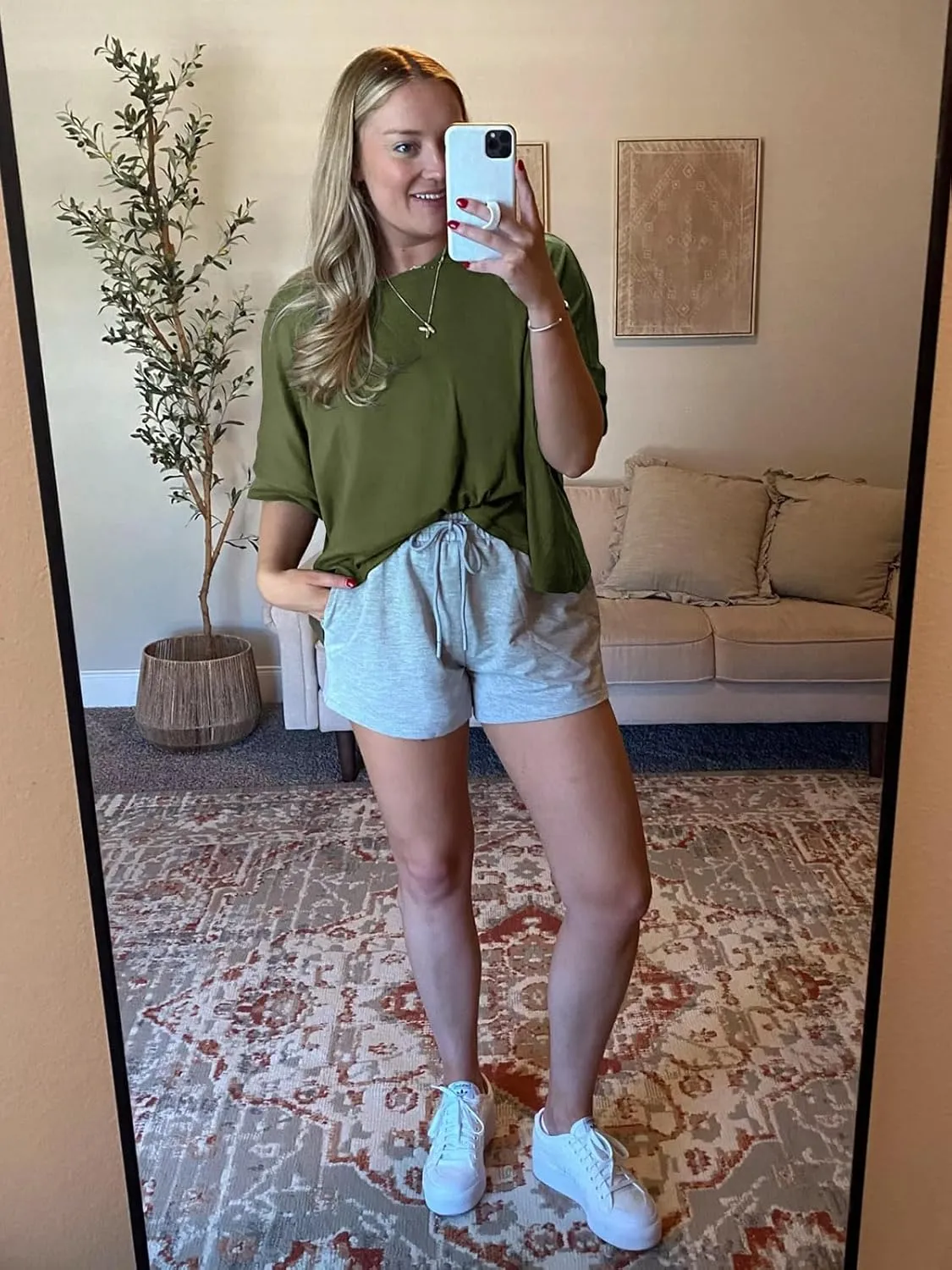 Tankaneo Womens Oversized T-Shirts Cropped Summer Casual Short Sleeve Loose Fit Tee Tops