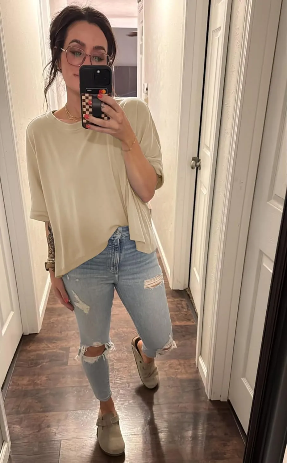 Tankaneo Womens Oversized T-Shirts Cropped Summer Casual Short Sleeve Loose Fit Tee Tops