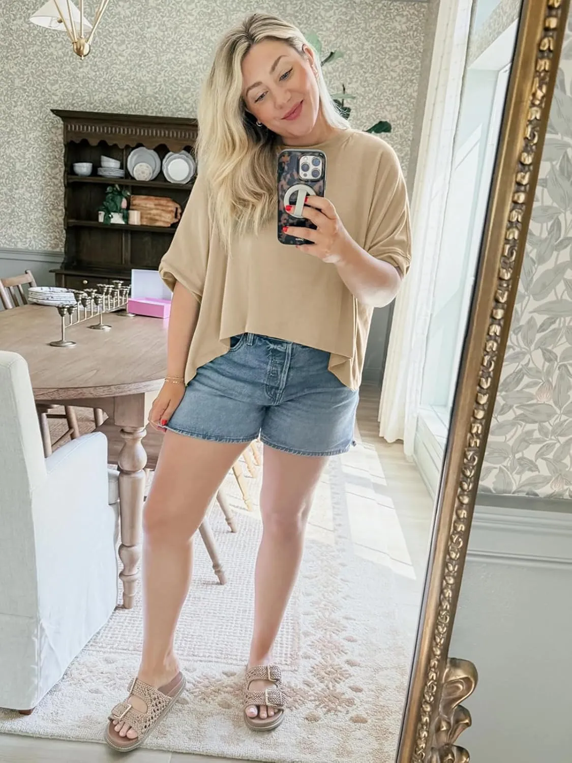 Tankaneo Womens Oversized T-Shirts Cropped Summer Casual Short Sleeve Loose Fit Tee Tops