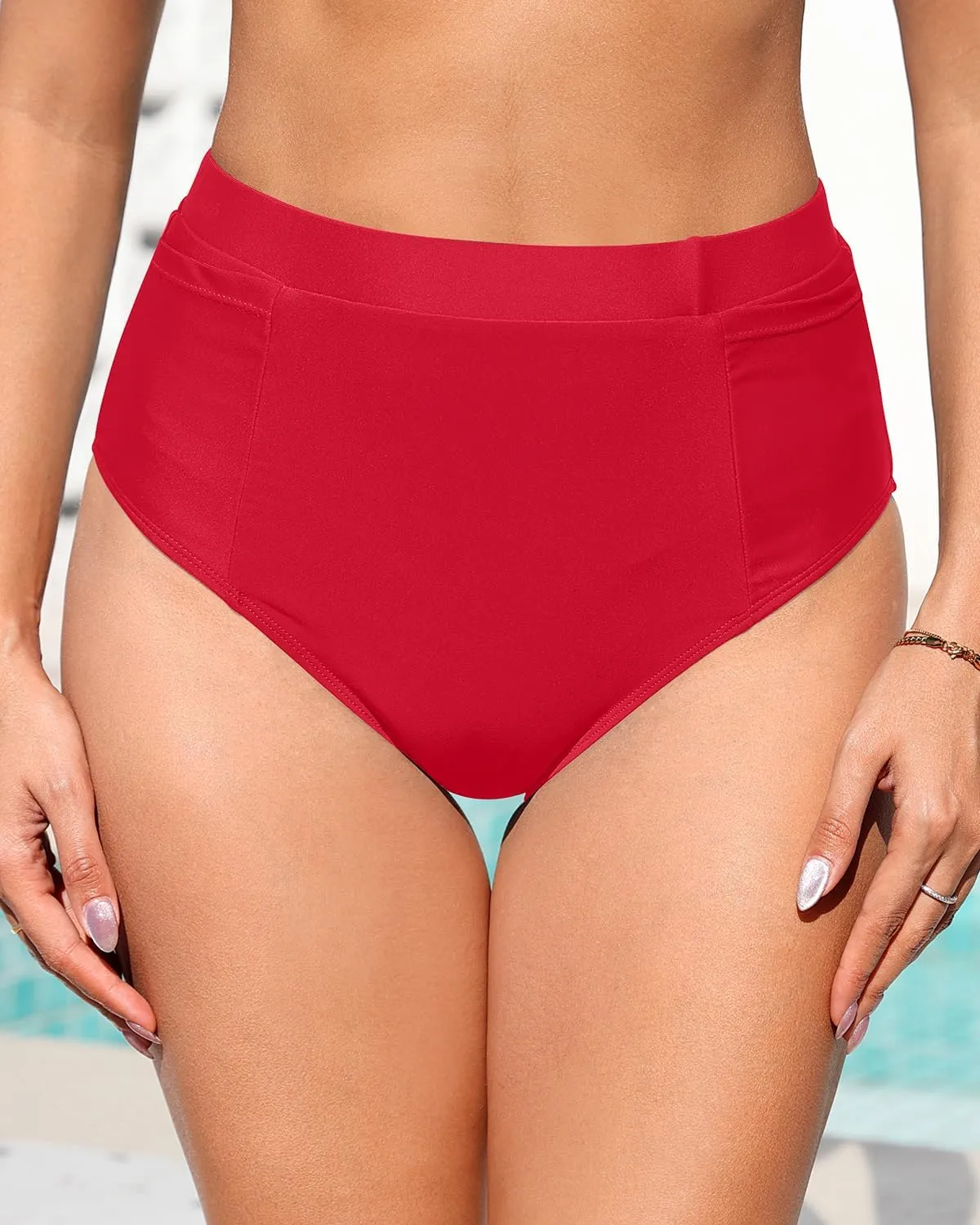 Tempt Me Women High Waisted Bikini Bottoms - Tummy Control Bathing Suit Swim Bottoms with Pockets 2025