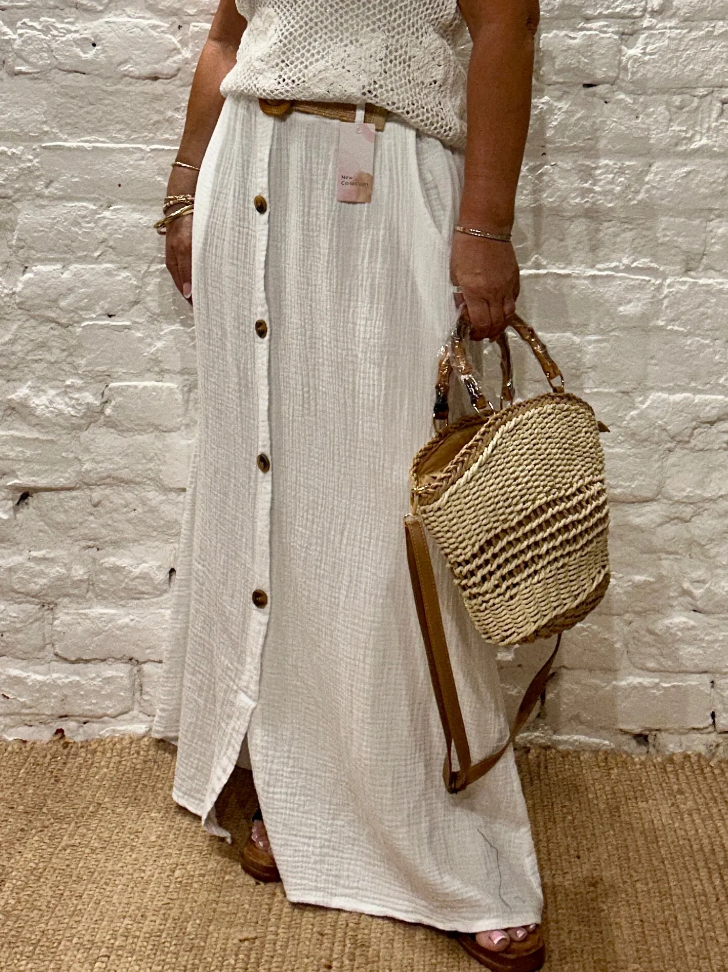 The Joanna Waffle Long Maxi Skirt With Belt