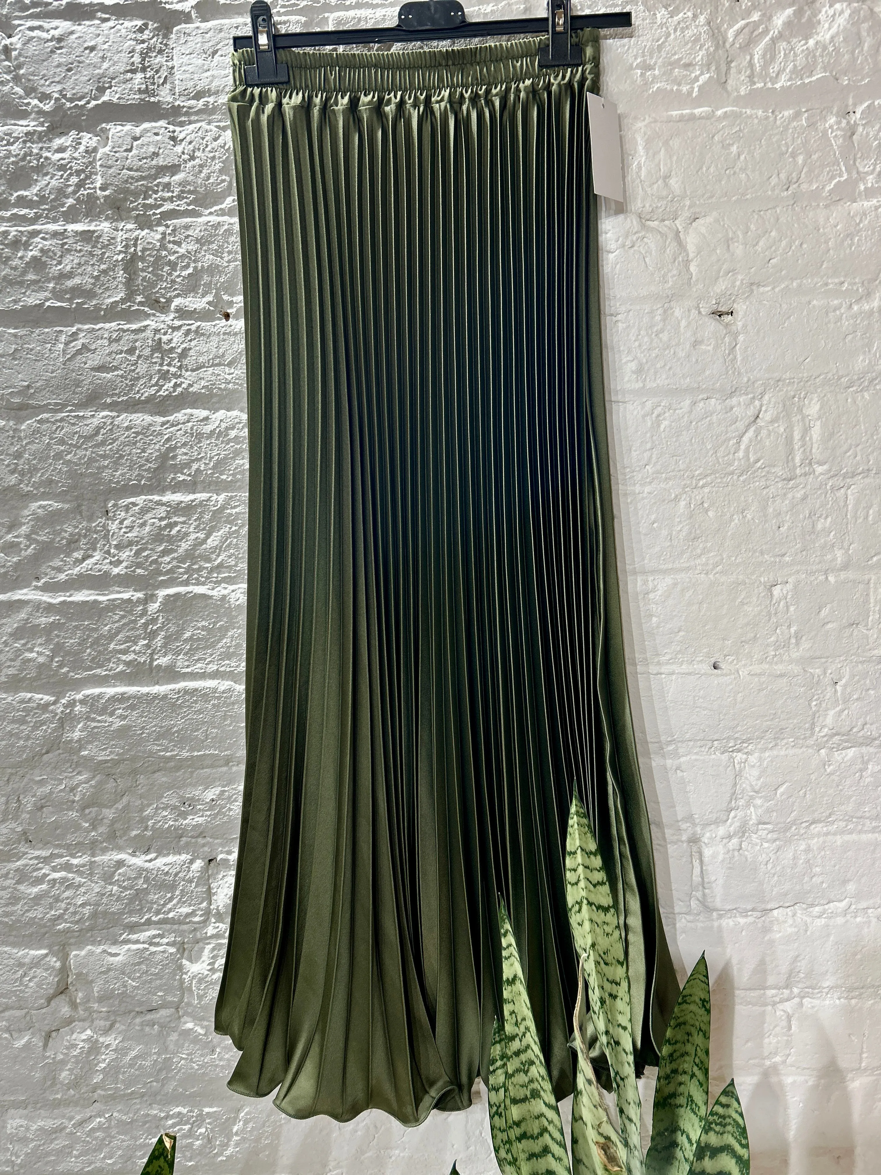 The liqui Pleat Satin Skirt with Elastic Waist