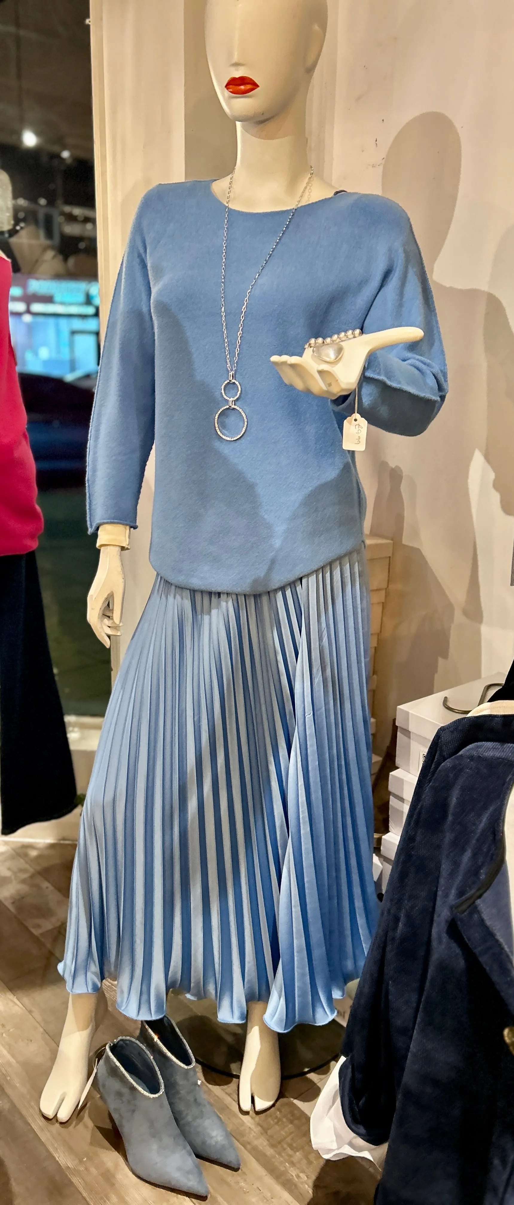 The liqui Pleat Satin Skirt with Elastic Waist