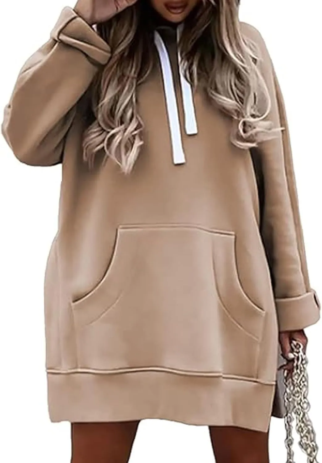The Warmy Oversized Hoodie Dress, Warmy Hoodies for Women, Women's Casual Pullover Long Sleeve Split Hem